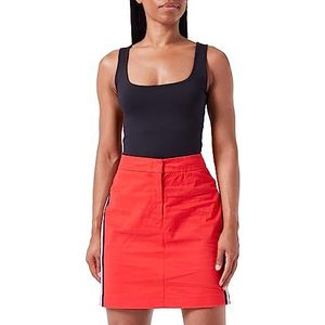 Love Moschino Stretch Cotton Gabardine Mini with Striped Tape and Patch Embroidered Jupe Femme, Rouge, 38
