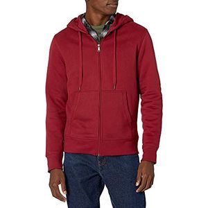 Amazon Essentials Heren fleece hoodie met doorlopende ritssluiting (verkrijgbaar in grote maten), rood, M