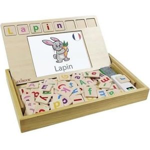 Lexibook Bio Toys EDU100i1 Woordenschool, tweetalig Frans/Engels, hout, 50 kaarten, alfabet, educatief spel, EDU100i1