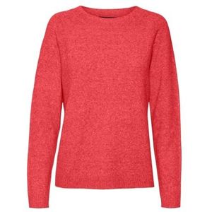 VERO MODA Vmdoffy Ls Ga Noos Damesblouse met ronde hals, Cayenne - Details: gemêleerd