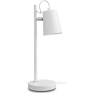 B.K.Licht Nachtlampje met kabelschakelaar, draaibaar, E14-fitting, tafellamp, bureaulamp, leeslamp, 36,5 x 12 x 16 cm, wit