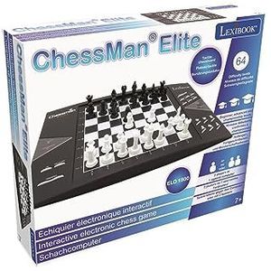 Lexibook ChessMan® Elite CG1300 Elektronisch schaakbord, interactief, 64 moeilijkheidsniveaus, lichtdioden, werkt op batterijen of adapter 9 V, zwart/wit,