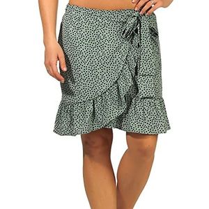 Only Onlolivia Wrap Skirt WVN Noos damesrok, Chinees Green / Aop: Black Spot, XL