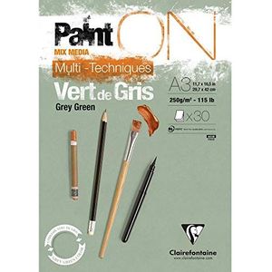 Clairefontaine 975706C Collé Painton multi-techniek, 30 vellen, multifunctioneel papier, lichte korreling, A3, 29,7 x 42 cm, 250 g