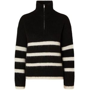 SELECTED FEMME Slfmaline Ls Knit Half Zip Noos gebreide damestrui, zwart.