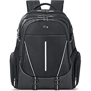 Solo Rival rugzak voor 17,3 inch laptop, met hardshell zijvakken, zwart, Zwart met grijze accenten, One Size, laptop