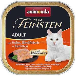 animonda Vom Feinsten Kattenvoer voor volwassen katten, nat voer met kip, rundvlees + wortelen, 32 x 100 g