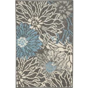 Nourison Passion Floral Chic tapijt, 61 x 91 cm, antraciet / blauw
