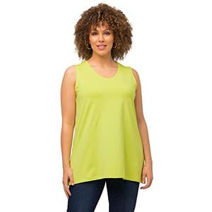 Ulla Popken Top, A-lijn, V-hals, mouwen, T-shirt voor dames, Limonengroen