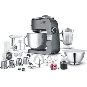 Sencor Multifunctionele keukenmachine, premium keukenmachine, robuust volledig metaal, motor 1500 W, superkrachtig, met led-verlichting, stil, Smart Power-functie met complete accessoires en molen