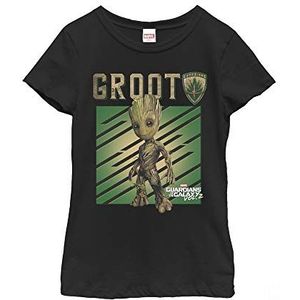 Little, Big Marvel Groot Tree Girls T-shirt met korte mouwen, zwart, maat L, zwart, L, zwart.