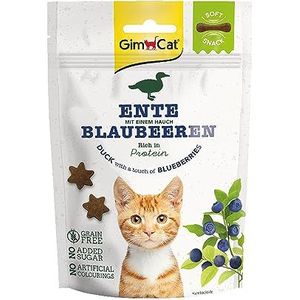 GimCat Soft Snacks Bosbessen eend - zachte en eiwitrijke kattentraktatie zonder toegevoegde suiker - 1 zakje (1-60 g)