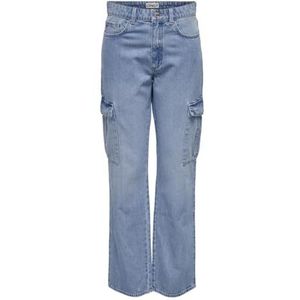 ONLY Onlriley Hw Str Cargo Dnm Pim875 Noos Cargobroek voor dames, Lichtblauw jeans