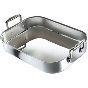 Le Creuset 961022701 Roestvrijstalen rechthoekige braadpan met 3 lagen, 35 cm, zilverkleurig