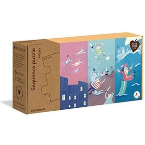 Clementoni Sequence kinderbox met 4 puzzels (8 stuks), 100% gerecyclede materialen, gemaakt in Italië, 3 jaar en Plus, 16251, meerkleurig