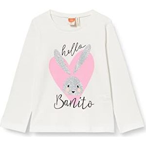 Koton Bonito Rabbit Printed T-shirt met lange mouwen, ronde hals, katoen, meisjes, ecru (002)