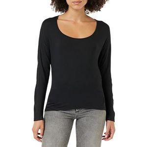 Calvin Klein T-Shirts à col incurvé L/S pour femme, Black, M