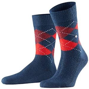 Burlington Heren Preston dikke sokken platte naad zonder druk op de tenen kleurrijk fantasiepatroon mode argyle eenheidsmaat cadeau-idee fijn garen zacht 1 paar, Blauw (Steel Blue 6155)