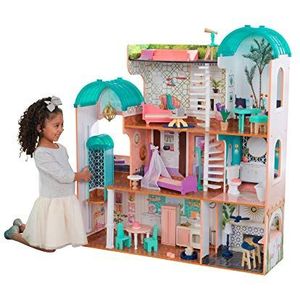 KidKraft 65986 Camila, houten poppenhuis met meubels en poppenhuisaccessoires, geschikt voor poppen van 30 cm