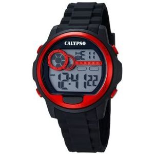 Calypso - K5667/2 – herenhorloge – kwarts – digitaal – alarm – stopwatch – armband van kunststof, zwart, riem, zwart., riem