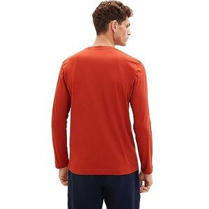 TOM TAILOR 14302-Velvet Red heren shirt lange mouwen logo print katoen L, 14302 - Fluwelen Rood