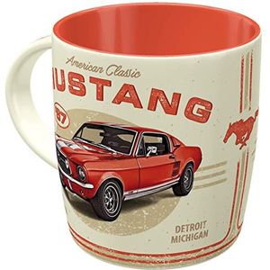 Nostalgic-Art Ford Mustang GT 1967 Keramische retro koffiemok 330 ml rood cadeau-idee voor Ford-fans