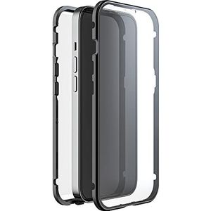 Black Rock 360° glazen beschermhoes, compatibel met Apple iPhone 14 Pro I, magneetsluiting (transparant met zwart frame)