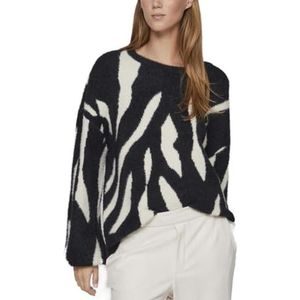 Vila Gebreide jacquard trui voor dames, Zwart 1