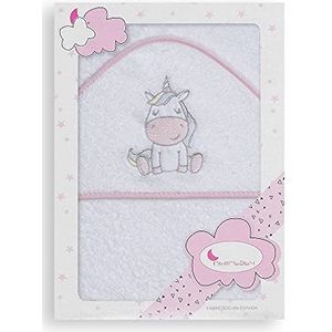 Interbaby Unicornio 01188-12 badhanddoek met capuchon, wit/roze
