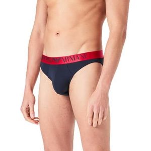 Emporio Armani herenslip met glanzend kerstlogo, marineblauw, M, Marinier