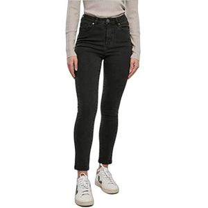 Urban Classics Dames Organic High Waist Skinny Jeans Shorts Dames, zwart, stonewashed