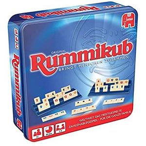 Jumbo Originele Rummikub in Metalen Blik - Snel te Leren Strategiespel voor 2-4 Spelers vanaf 8 Jaar - Duitstalige Versie