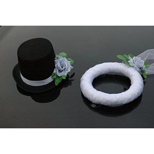 Autosieraad met sluier en hoed voor de bruiloft, zilverkleurig