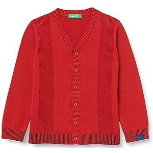 United Colors of Benetton Cardigan en tricot pour enfant et adolescent, Rosso 0v3, 4 ans