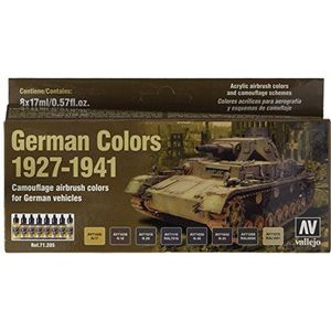 Acrylicos Vallejo German Colors 1924-1940 luchtpot, 17 ml, grijs, 8 stuks