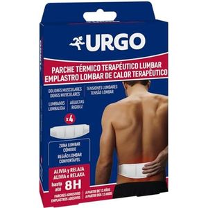 Urgo Patch thermique thérapeutique lombaire - Indiqué pour les douleurs musculaires et articulaires - Boîte de 4 patchs de 9 cm x 28,8 cm