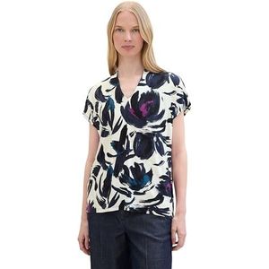 TOM TAILOR T-shirt pour femme, 35285 - Design floral bleu foncé, XXS