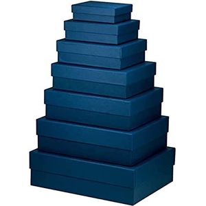Rössler Boxline 13411453900 geschenkdoos met deksel, 7-delige set, geschenkdozen, marineblauw, rechthoekige dozen