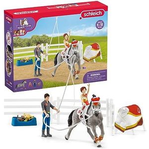schleich 42443 Horse Club Mias Voltigier 18-delige rijset met Schleich paardenfiguur, meisje en rijleraar, speelgoed voor kinderen vanaf 5 jaar