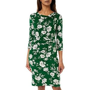 Gina Bacconi Robe de cocktail en jersey imprimé à col bénitier pour femme, Vert, 40