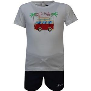 Champion Legacy Back to The Beach S/S T-shirt & strandshorts kostuum baby jongen (Bianco/Blu Marino), 6 maanden, (Bianco/Blu Marino)
