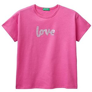 United Colors of Benetton T-shirt à manches courtes pour fille, fuchsia 1y8, L