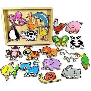 Viga Toys - 58923 – lezen en schrijven – magnetische dieren – 20 stuks