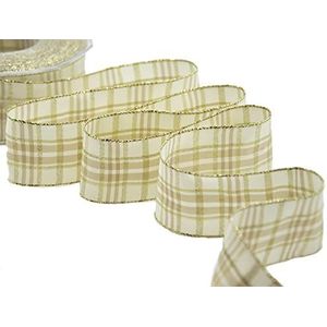 Furlanis - Kerst kerstlint, kerstdecoratie lint, geschenkverpakking, Italiaanse stof - beige, 40 mm x 20 m