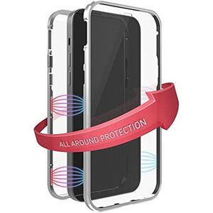 Black Rock - 360 graden glazen beschermhoes compatibel met Apple iPhone 13 Mini I hoes met transparante magneetsluiting (zilveren frame)