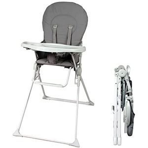 Bambisol Vaste opvouwbare kinderstoel, ultra compact en licht, afneembaar rek, verstelbaar, grijs