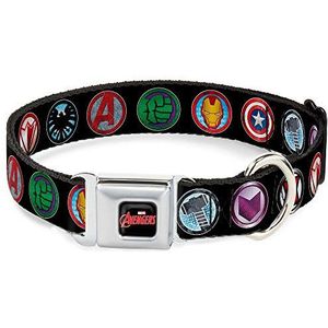 Buckle Down AVX Marvel Avengers Logo Hondenhalsband, zwart/rood/wit