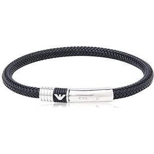 Emporio Armani Herenarmband van roestvrij staal, 19, roestvrij staal, onyx, Roestvrij staal, Onyx