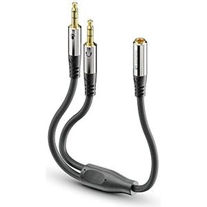 Sonero Stereo Audio Adapter (2x 3,5 mm jack op 3,5 mm jack bus, 0,20 m) zwart