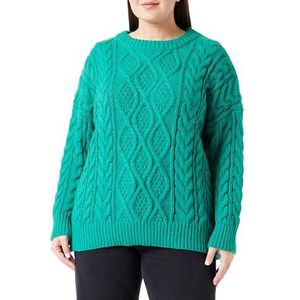 myMo Pull pour femme avec col rond et motif torsadé en polyester vert Taille XL/XXL, vert, XL